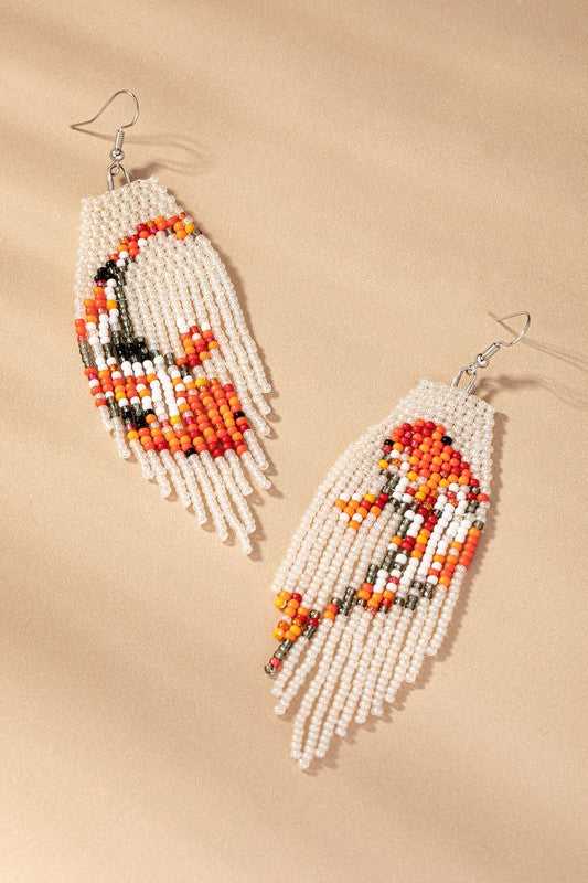 Cream seed bead Koi fish drop earrings