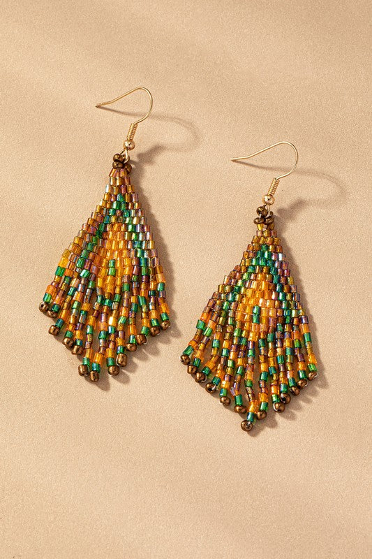 Boho seed bead drop earrings